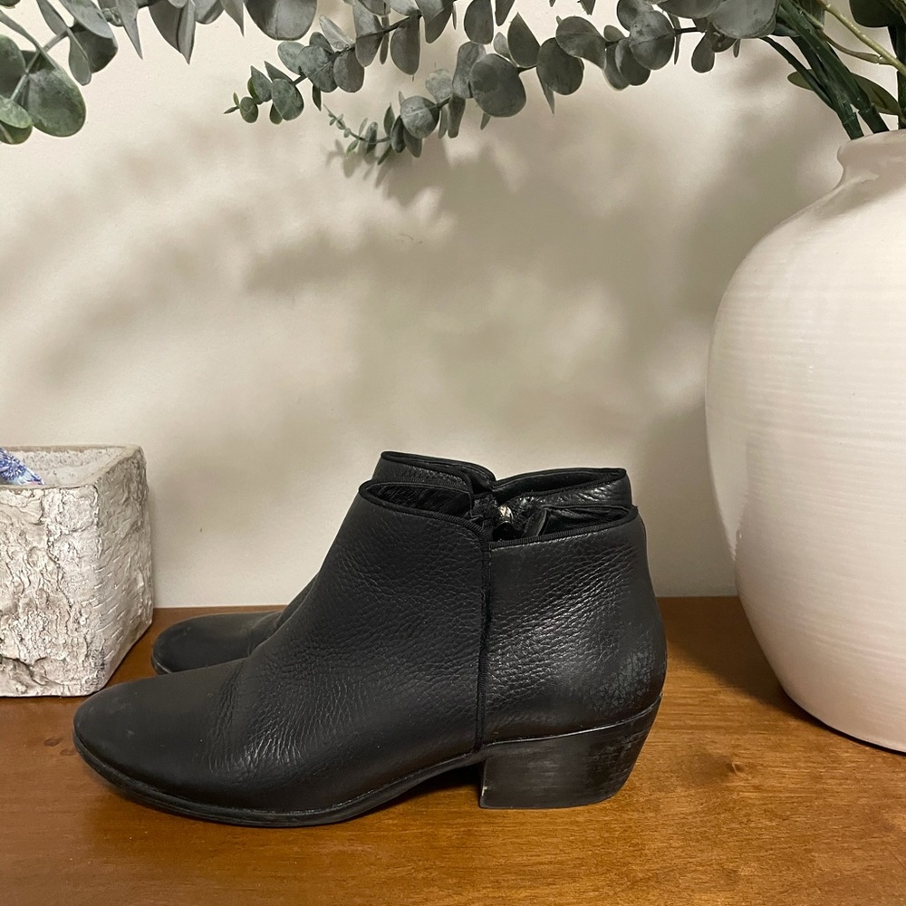 Black leather ankle booties